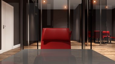 Toplantı odası. Ofis Binası yeni yerleşim bölgesinde. 3D parçalamak