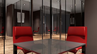 Toplantı odası. Kavramsal ofisleri. Ofis dizisi. 3D render