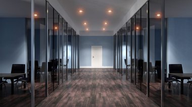 Toplantı odası. Dağlık modern ofis iç. 3D