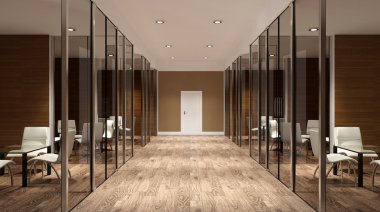 Toplantı odası. Dağlık modern ofis iç. 3D