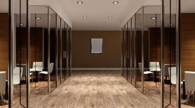 Toplantı odası. Dağlık modern ofis iç. 3D