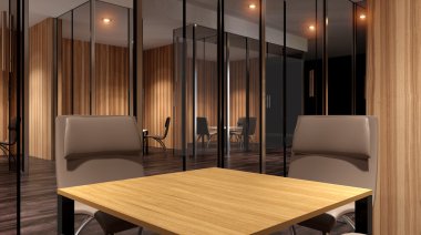 Toplantı odası. Kavramsal ofisleri. Ofis dizisi. 3D render