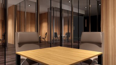 Toplantı odası. Kavramsal ofisleri. Ofis dizisi. 3D render