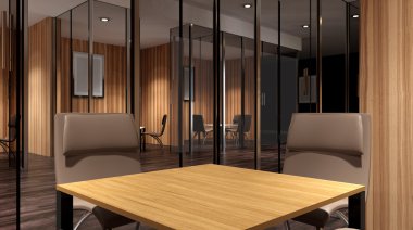 Toplantı odası. Kavramsal ofisleri. Ofis dizisi. 3D render