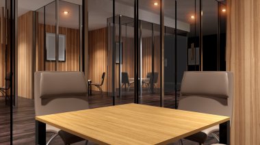 Toplantı odası. Kavramsal ofisleri. Ofis dizisi. 3D render