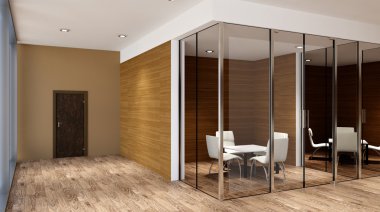  Kavramsal ofisleri. Ofis dizisi. 3D render.