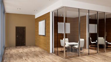  Kavramsal ofisleri. Ofis dizisi. 3D render.