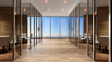  Ofis Binası yeni yerleşim bölgesinde. 3D render.