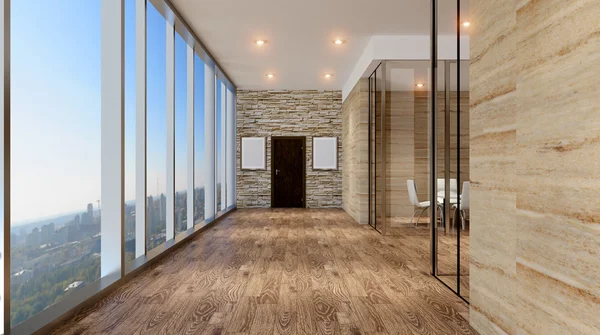  Dağlık modern ofis iç. 3D render.