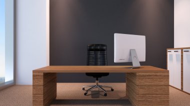 Kavramsal ofisleri. Ofis dizisi. 3D render.