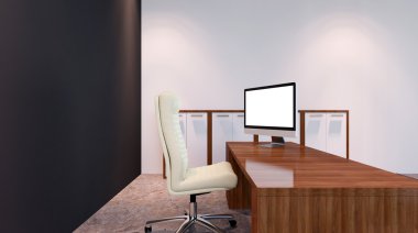 Kavramsal ofisleri. Ofis dizisi. 3D render.