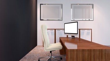 Kavramsal ofisleri. Ofis dizisi. 3D render.
