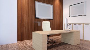 Kavramsal ofisleri. Ofis dizisi. 3D render.