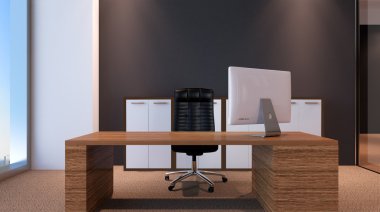 Kavramsal ofisleri. Ofis dizisi. 3D render.