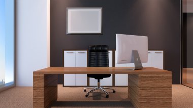 Kavramsal ofisleri. Ofis dizisi. 3D render.