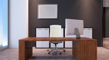 Kavramsal ofisleri. Ofis dizisi. 3D render.
