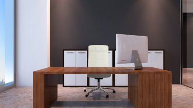 Kavramsal ofisleri. Ofis dizisi. 3D render.