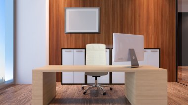 Kavramsal ofisleri. Ofis dizisi. 3D render.