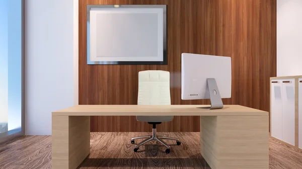 Interior de la oficina moderna en las tierras altas. renderizado 3d . — Foto de Stock