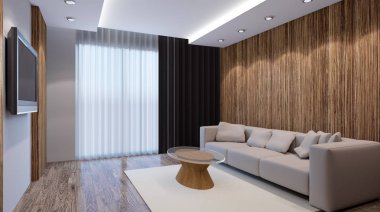 dinlenme odası tasarım. İç oturma odası. 3D render