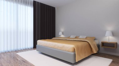 Gelin Süiti. Yatak odası. 3D iç işleme.