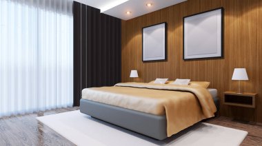 Gelin Süiti. Yatak odası. 3D iç işleme.