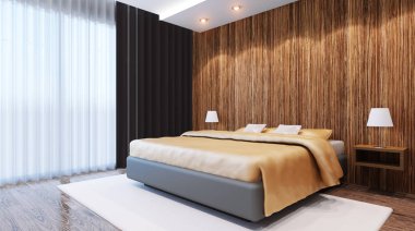 Gelin Süiti. Yatak odası. 3D iç işleme.