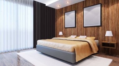 Gelin Süiti. Yatak odası. 3D iç işleme.