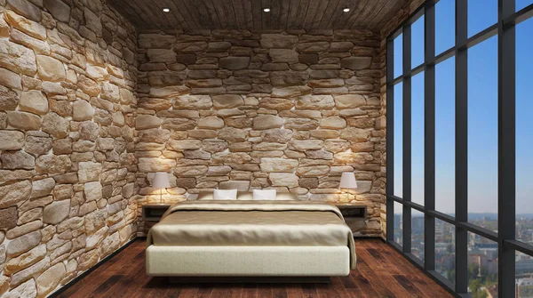 El diseño moderno de los dormitorios. renderizado 3d — Foto de Stock