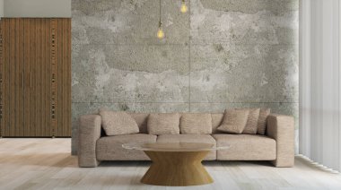 bir konut ev rahat köşede. İç oturma odası. 3D parçalamak