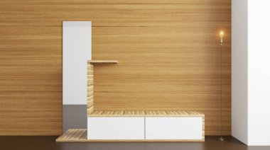 Modern koridorda mobilya ile. 3D render