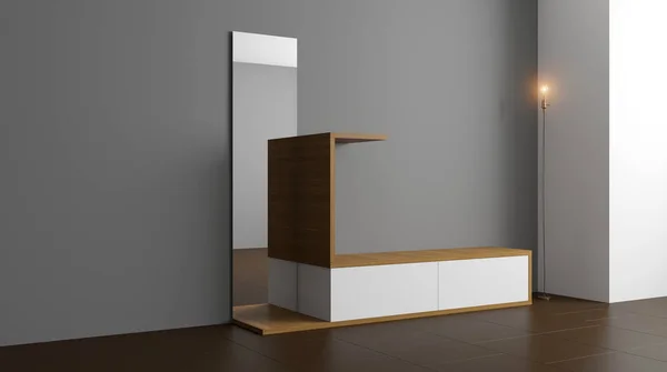 El moderno pasillo con muebles. Renderizado 3D — Foto de Stock