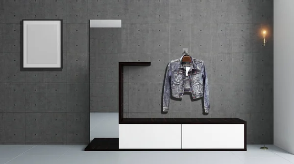 Modern koridorda mobilya ile. 3D render — Stok fotoğraf