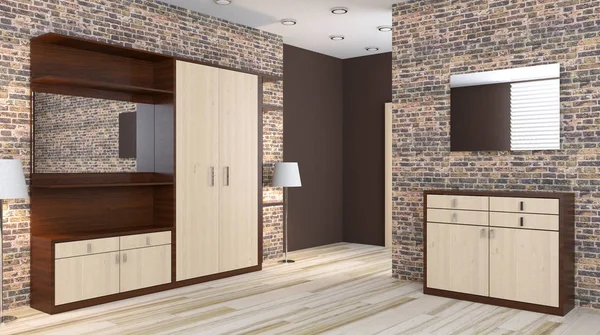 Intérieur moderne d'un petit appartement. couloir. rendu 3D — Photo