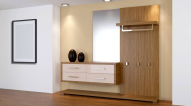 Modern iç küçük bir daire. koridor. 3D render