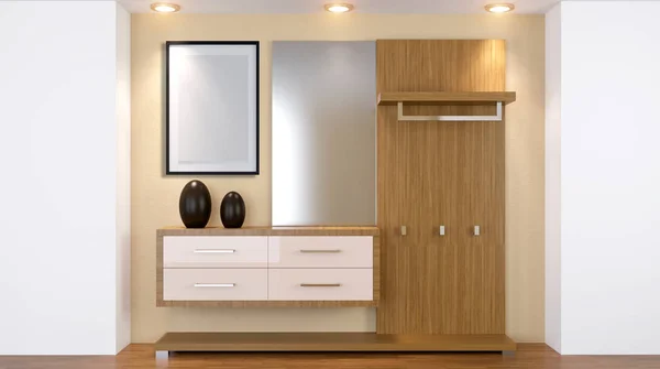 Modern iç küçük bir daire. koridor. 3D render