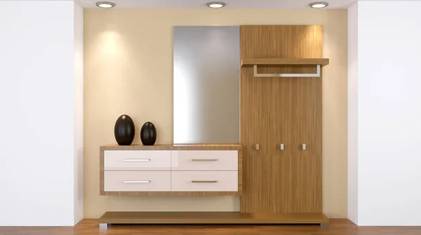 Interior moderno de un pequeño apartamento. pasillo. Renderizado 3D —  Fotos de Stock