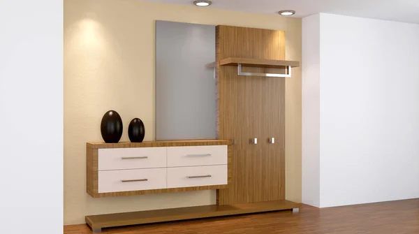 Interior modern dari sebuah apartemen kecil. Lorong. Perender 3D — Stok Foto