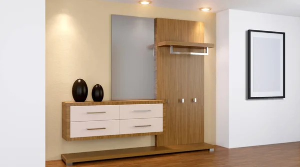 Interior modern dari sebuah apartemen kecil. Lorong. Perender 3D — Stok Foto