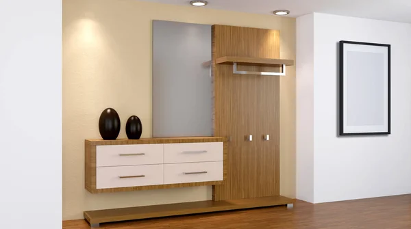 Interior modern dari sebuah apartemen kecil. Lorong. Perender 3D — Stok Foto