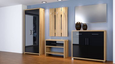 Modern iç küçük bir daire. koridor. 3D render