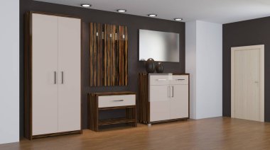 Modern iç küçük bir daire. koridor. 3D render