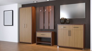 Modern iç küçük bir daire. koridor. 3D render