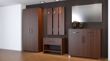 Modern iç küçük bir daire. koridor. 3D render