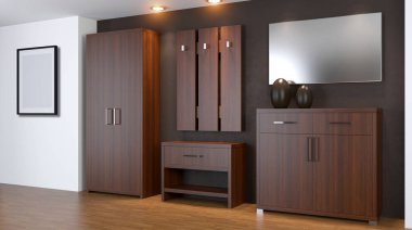 Modern iç küçük bir daire. koridor. 3D render