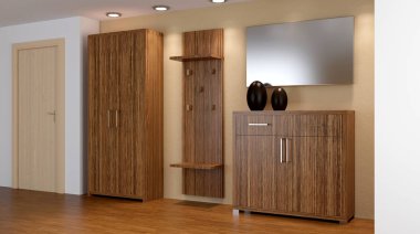 Modern iç küçük bir daire. koridor. 3D render