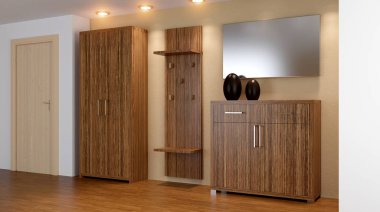 Modern iç küçük bir daire. koridor. 3D render