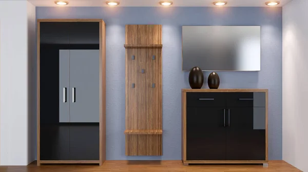 작은 아파트의 현대 인테리어입니다. 복도입니다. 3d renderingmoder — 스톡 사진