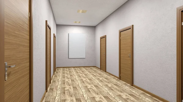 De Corridor in kantoorgebouw. 3D-rendering — Stockfoto