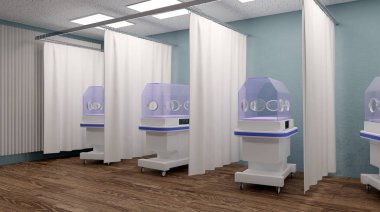 Kuluçka hastanede. 3D render